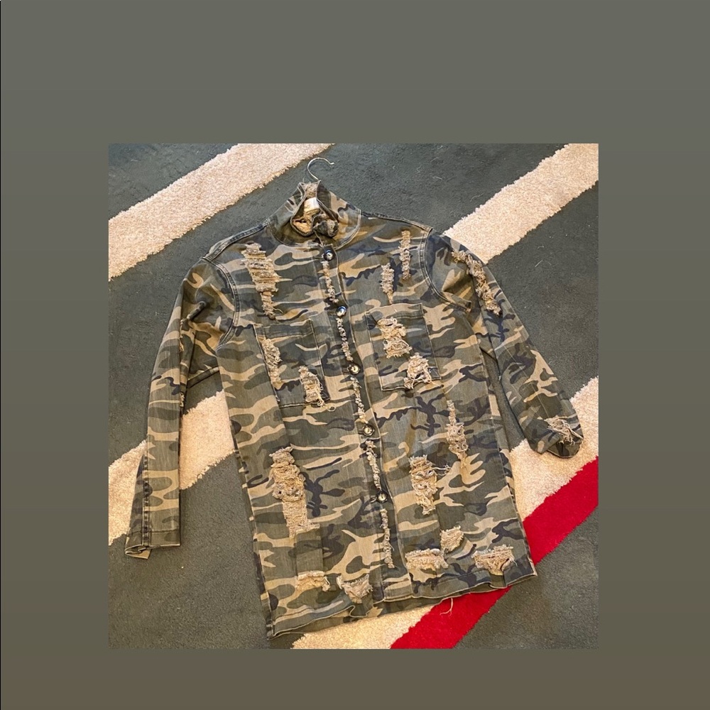 Army Fatigue Distressed Jacket Size S by Vibrant MIU